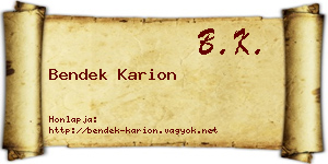 Bendek Karion névjegykártya